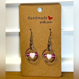 Handmade Mother of Pearl Shell Floating Heart Earrings 🤍